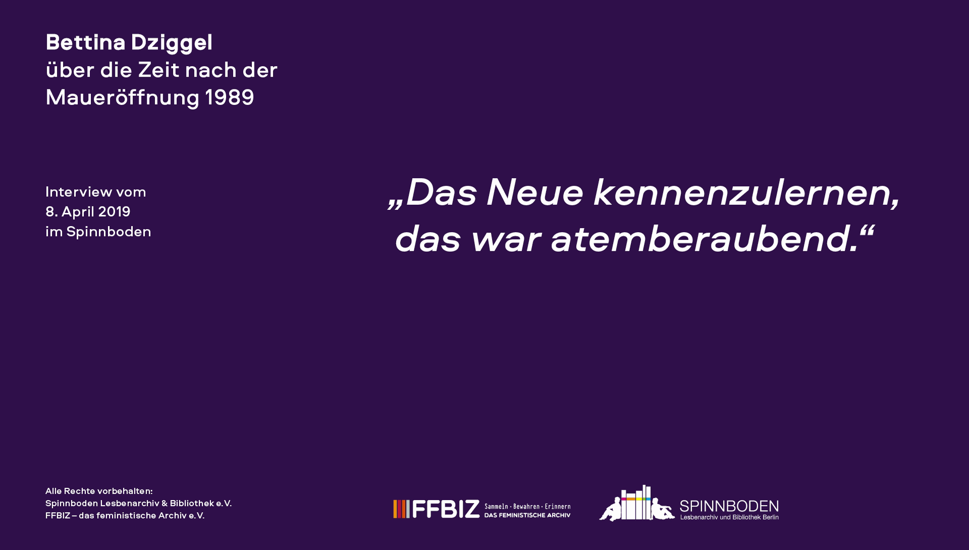 Interview mit Bettina Dziggel im Rahmen des Projektes "Friedliche Revolution"? Lesbisch-feministische Perspektiven auf 1989