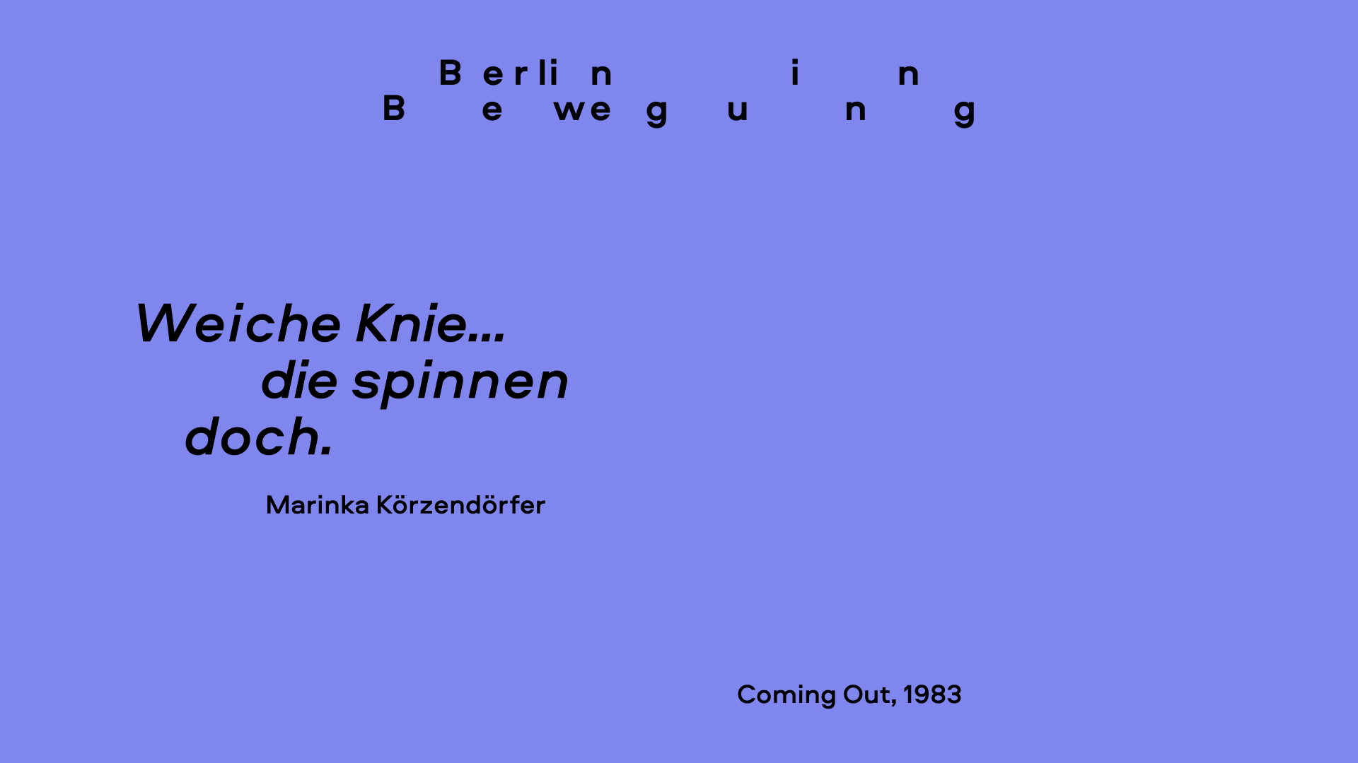 "Weiche Knie... die spinnen doch." Coming Out, 1983
